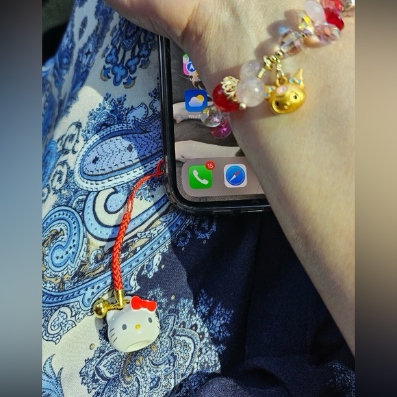 Sanrio Swarovski Kuromi Charm Bracelet/ Sanrio Hello Kitty Gotochi Bell Charm - Picture 1 of 1